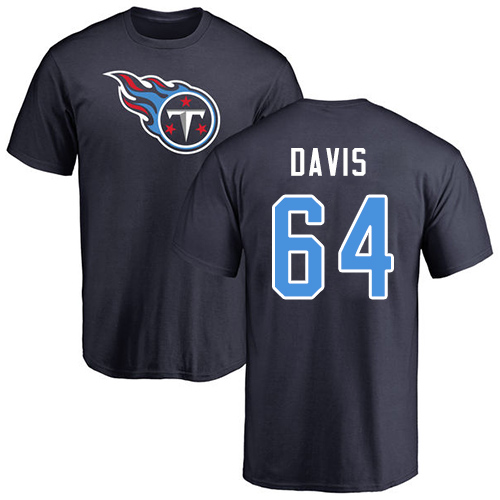 Tennessee Titans Men Navy Blue Nate Davis Name and Number Logo NFL Football #64 T Shirt->tennessee titans->NFL Jersey